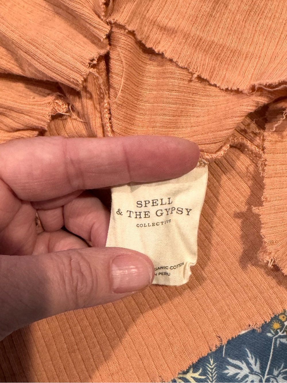 SPELL VINTAGE 🌸 Texas Rodeo Blue Moon Ribbed Peach Cami Tank S - Picture 4 of 5